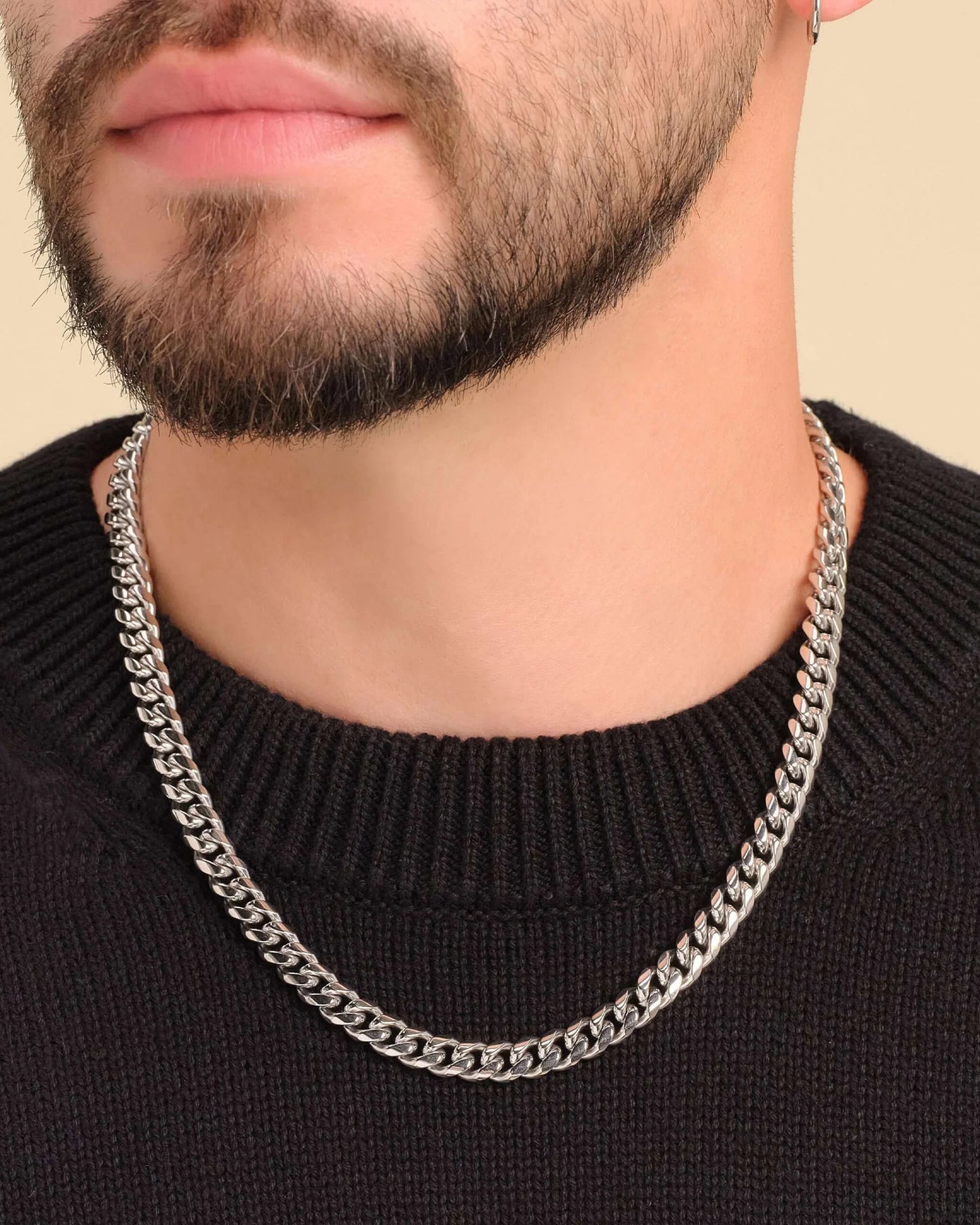 8mm Silver Cuban Link Chain