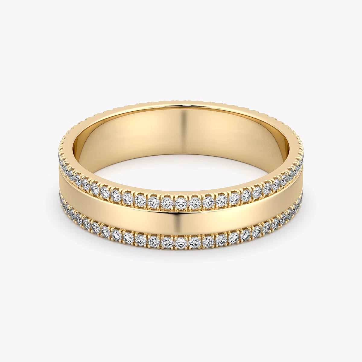Yellow Gold Double Pavé Band