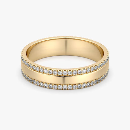 Yellow Gold Double Pavé Band