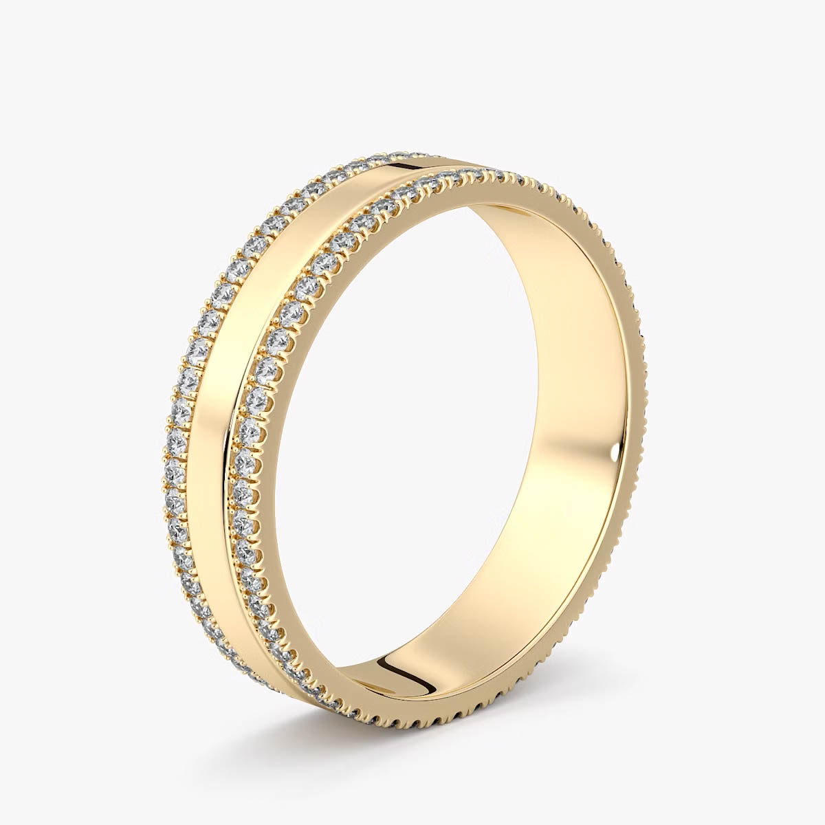 Yellow Gold Double Pavé Band