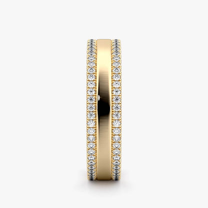 Yellow Gold Double Pavé Band