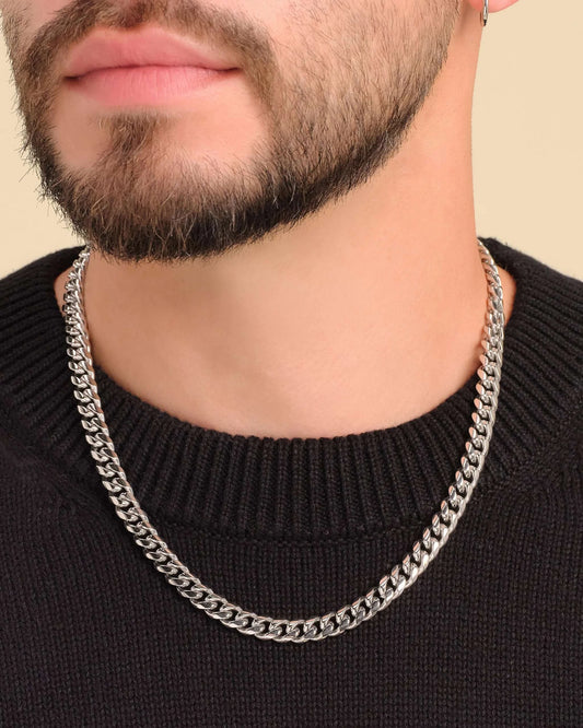 8mm Silver Cuban Link Chain
