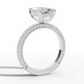2.5ct Emerald 3 Row Pave Engagement Ring