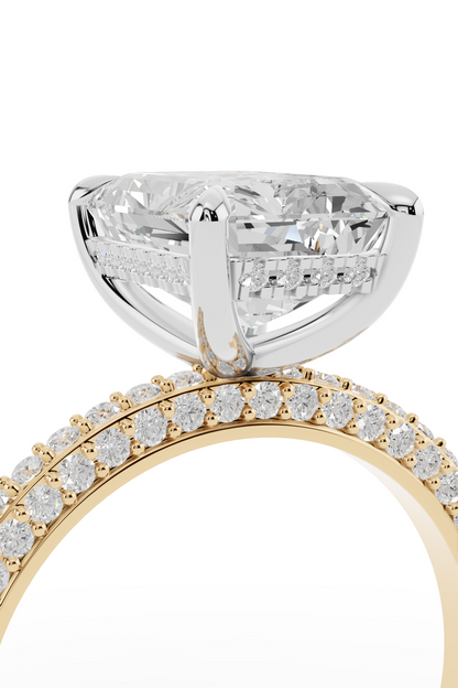 2.5ct Emerald 3 Row Pave Engagement Ring