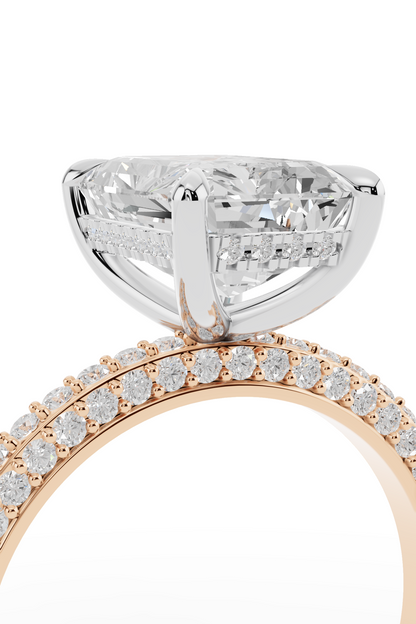 2.5ct Emerald 3 Row Pave Engagement Ring