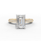 2.5ct Emerald 3 Row Pave Engagement Ring