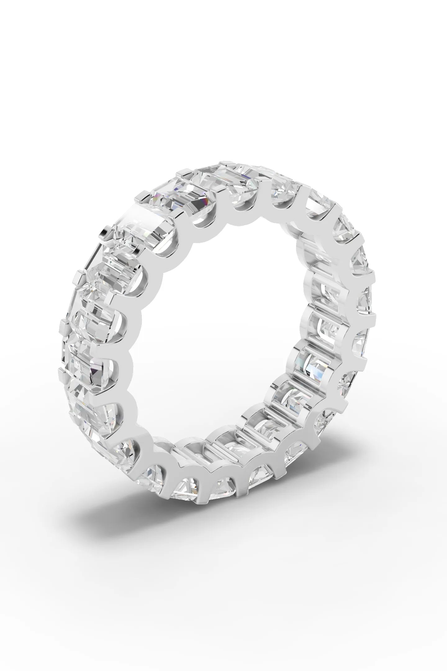 Emerald Diamond Eternity Band Shared Prong
